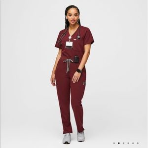 Figs burgundy scrubs set